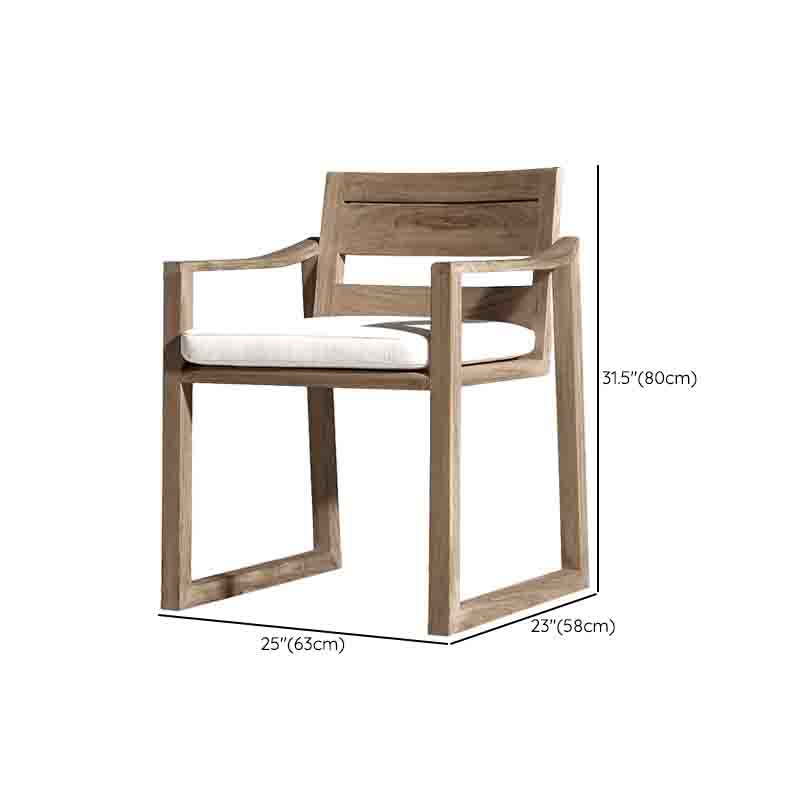 22" Wide Contemporary Outdoor Chair Solid Wood Patio Dining Chair