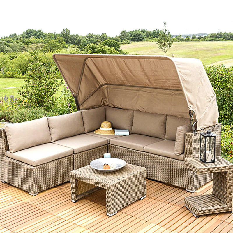Tropical Style Outdoor Sofa Metal Set Sofa& Side Table& Canopy Seating