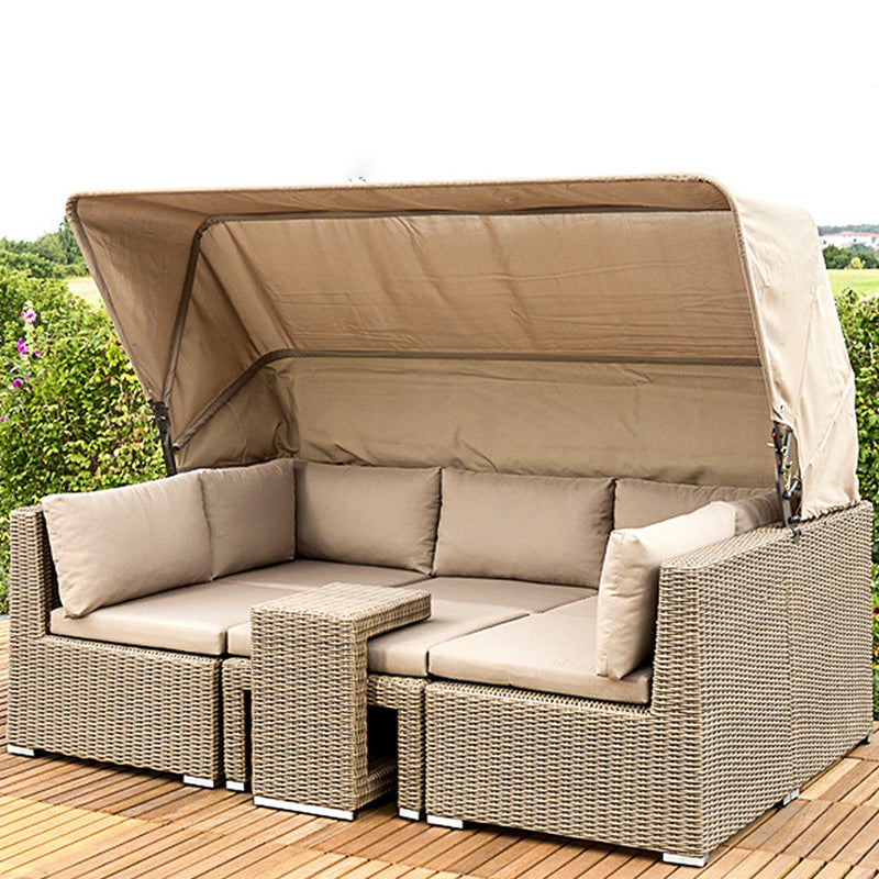 Tropical Style Outdoor Sofa Metal Set Sofa& Side Table& Canopy Seating