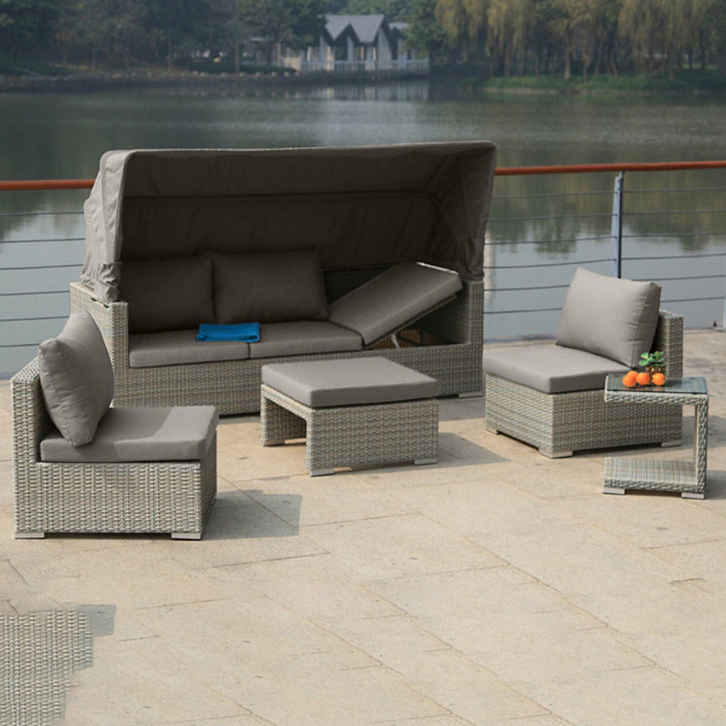 Tropical Style Outdoor Sofa Metal Set Sofa& Side Table& Canopy Seating