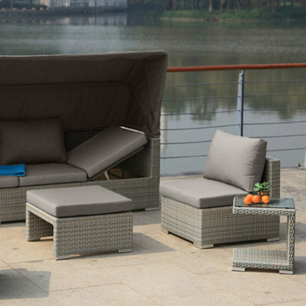 Tropical Style Outdoor Sofa Metal Set Sofa& Side Table& Canopy Seating