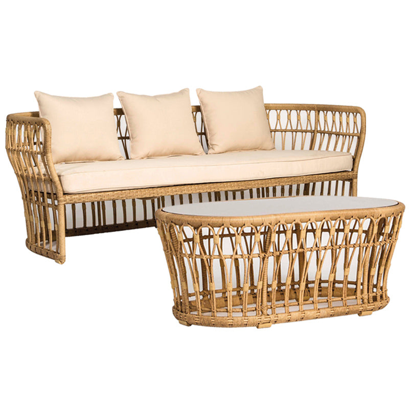 Arc Shape Outdoor Sofa Tropical Shape Willow Vine Seating in Wood