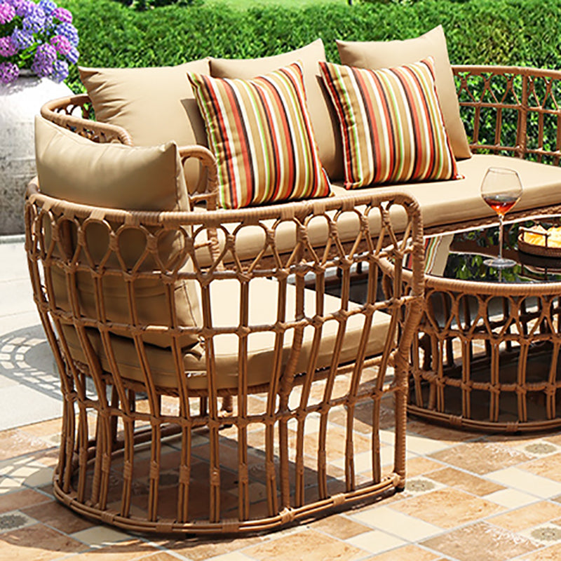 Arc Shape Outdoor Sofa Tropical Shape Willow Vine Seating in Wood