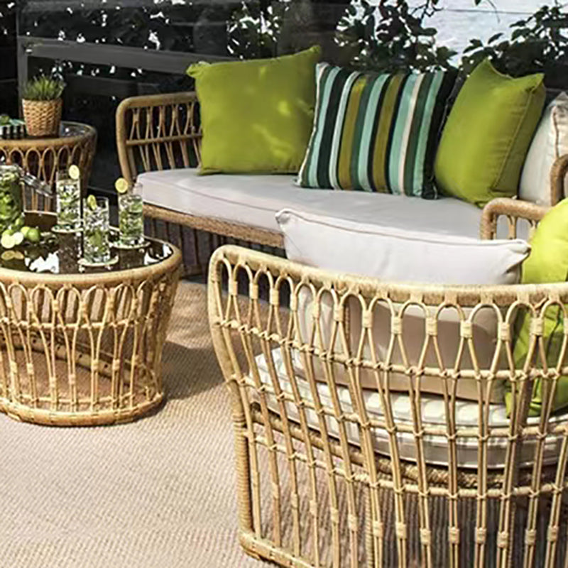 Arc Shape Outdoor Sofa Tropical Shape Willow Vine Seating in Wood