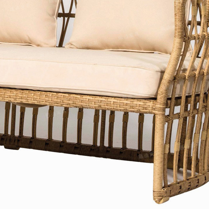 Arc Shape Outdoor Sofa Tropical Shape Willow Vine Seating in Wood