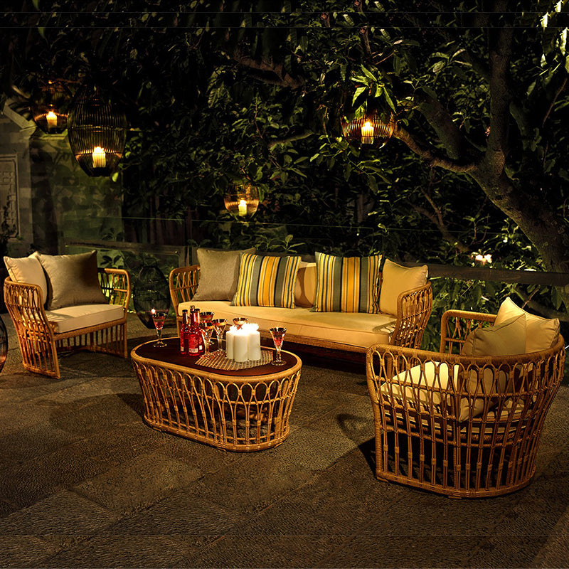 Arc Shape Outdoor Sofa Tropical Shape Willow Vine Seating in Wood