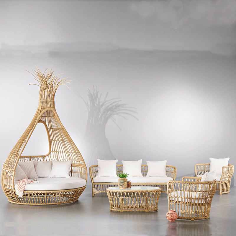 Arc Shape Outdoor Sofa Tropical Shape Willow Vine Seating in Wood