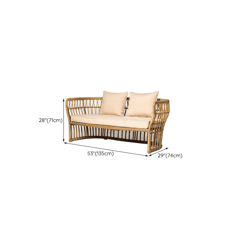 Arc Shape Outdoor Sofa Tropical Shape Willow Vine Seating in Wood