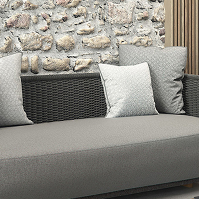 Modern Wood Frame Cushion Outdoor Sofa Water Resistant Patio Sofa