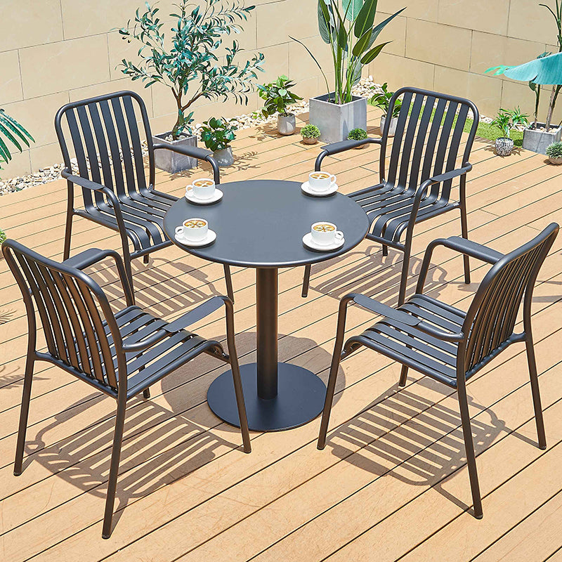 Water Resistant Dining Armchair Metal Stacking Industrial Armchair