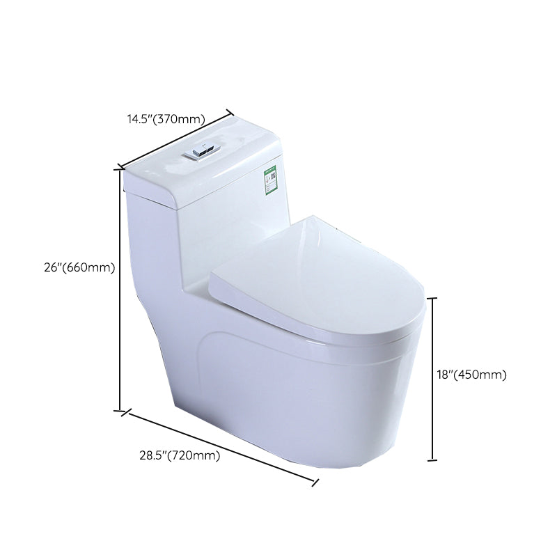 Contemporary 1 Piece Flush Toilet Floor Mounted White Toilet Bowl for Bathroom