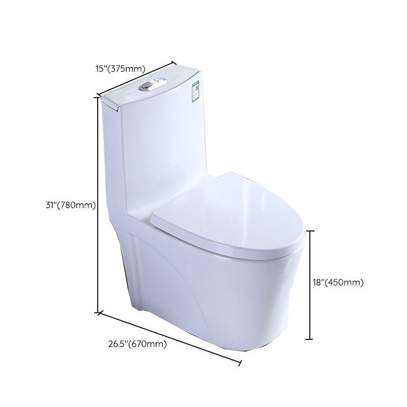 Contemporary 1 Piece Flush Toilet Floor Mounted White Toilet Bowl for Bathroom