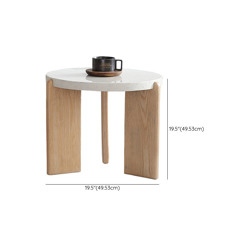 Solid Wood Coffee Table Modern Natural & White Geometric Cocktail Table