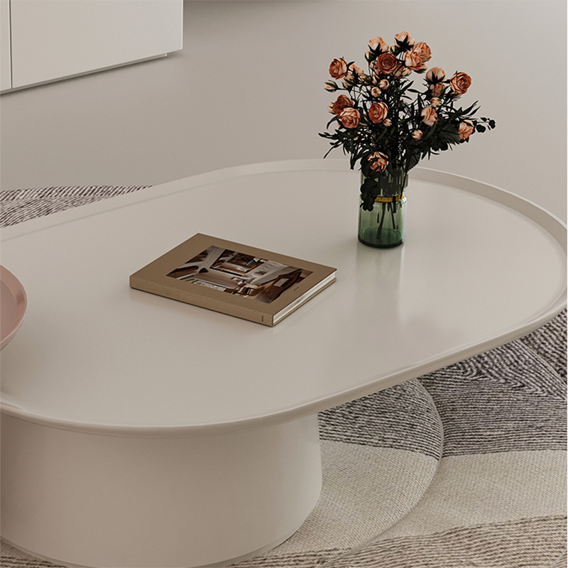 Elliptical Pedestal Coffee Table Set Modern 47.2" W Cocktail Table