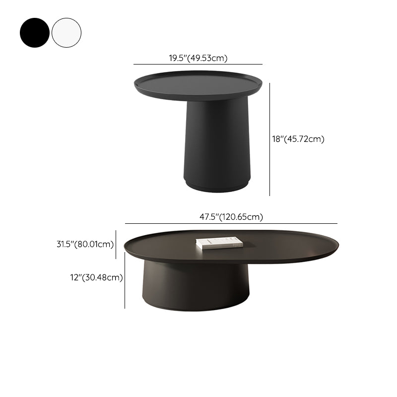 Elliptical Pedestal Coffee Table Set Modern 47.2" W Cocktail Table