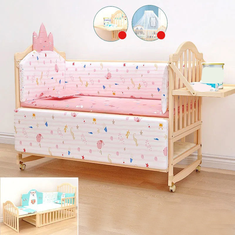 3-in-1 Convertible Crib in Natural Modern Solid Wood Nursery Bed