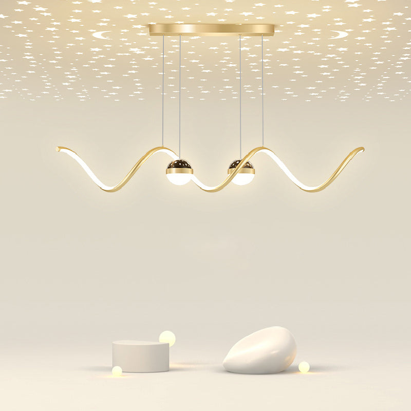 3-Light Modernism Ceiling Light Golden/Black LED Kitchen Island Lighting for Foyer