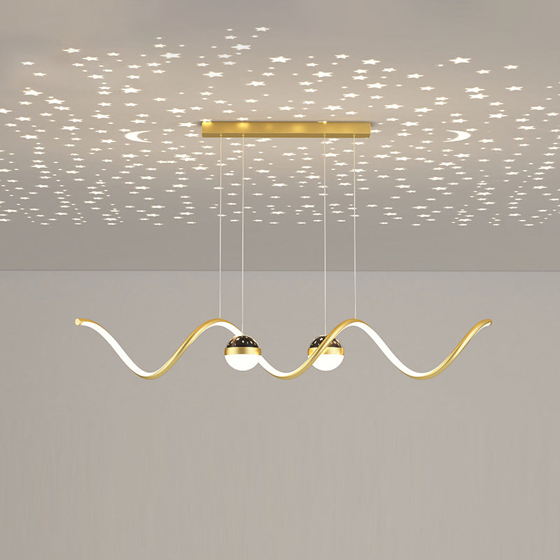3-Light Modernism Ceiling Light Golden/Black LED Kitchen Island Lighting for Foyer