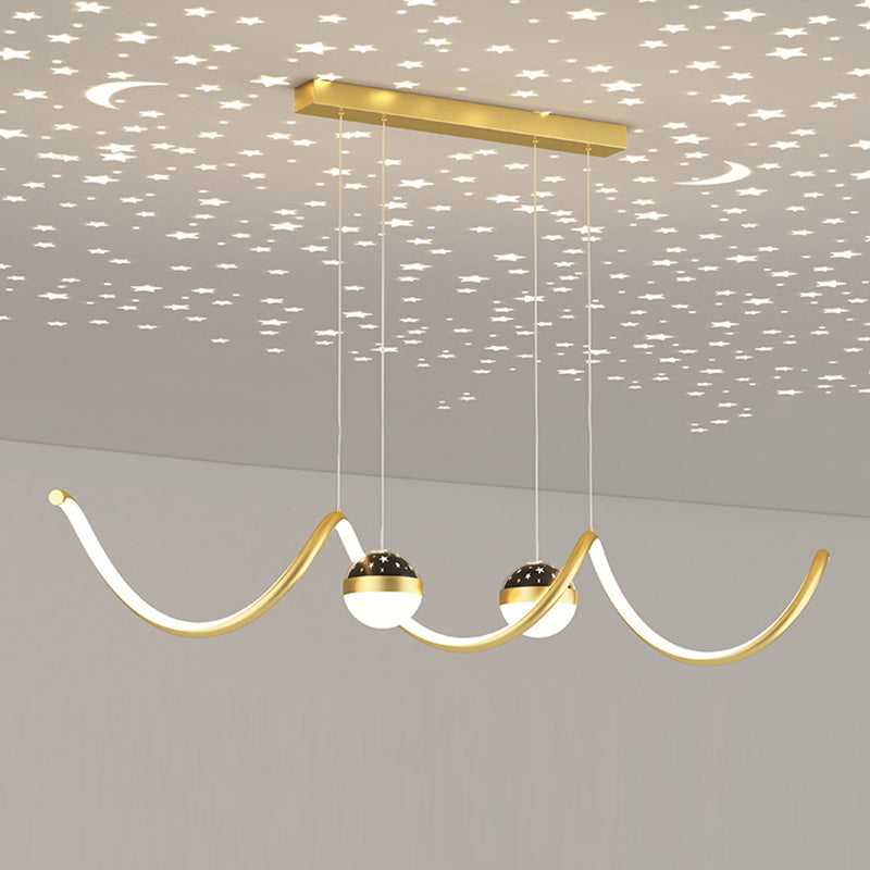 3-Light Modernism Ceiling Light Golden/Black LED Kitchen Island Lighting for Foyer