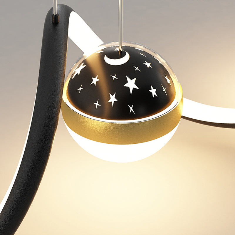 3-Light Modernism Ceiling Light Golden/Black LED Kitchen Island Lighting for Foyer