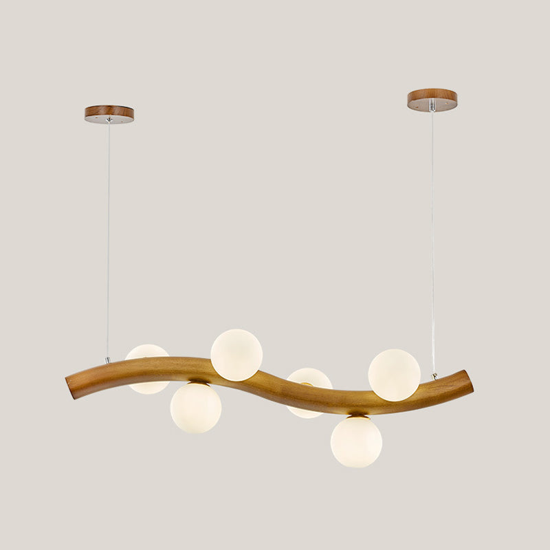 Modernism 6/8/10-Light Kitchen Island Lighting Wooden Island Pendant Lighting in Beige