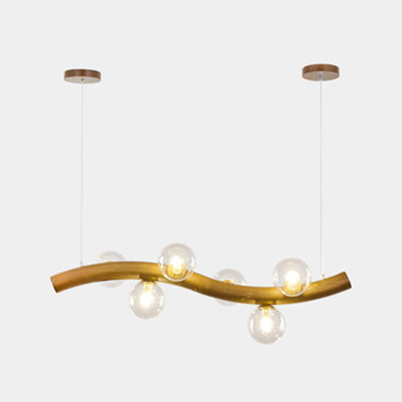 Modernism 6/8/10-Light Kitchen Island Lighting Wooden Island Pendant Lighting in Beige