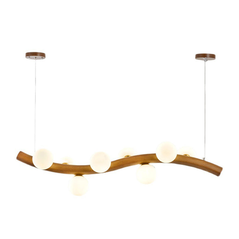 Modernism 6/8/10-Light Kitchen Island Lighting Wooden Island Pendant Lighting in Beige