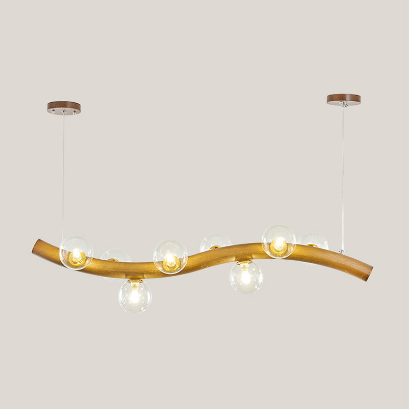 Modernism 6/8/10-Light Kitchen Island Lighting Wooden Island Pendant Lighting in Beige