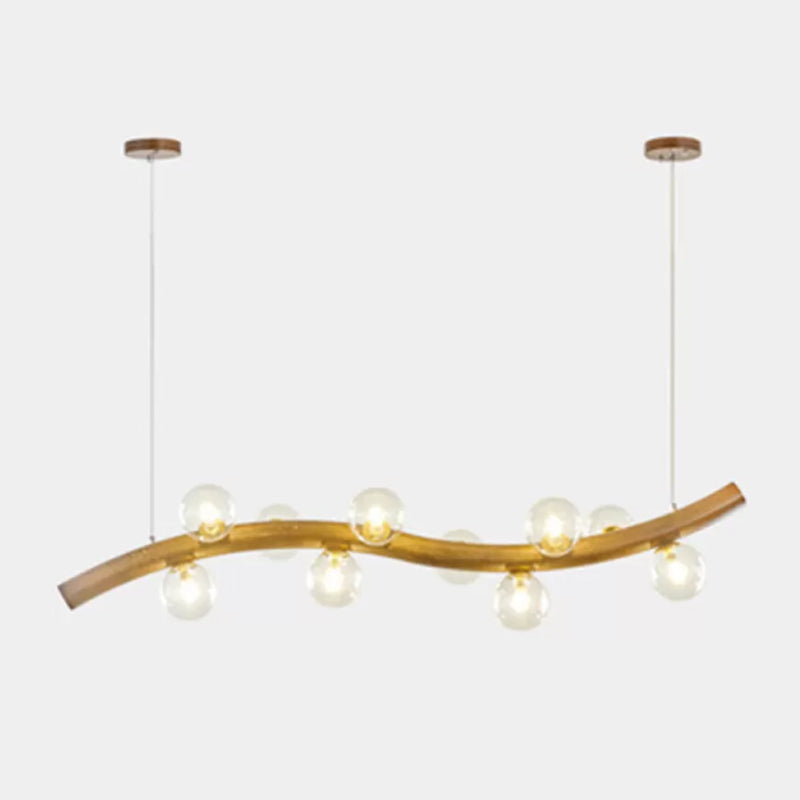 Modernism 6/8/10-Light Kitchen Island Lighting Wooden Island Pendant Lighting in Beige