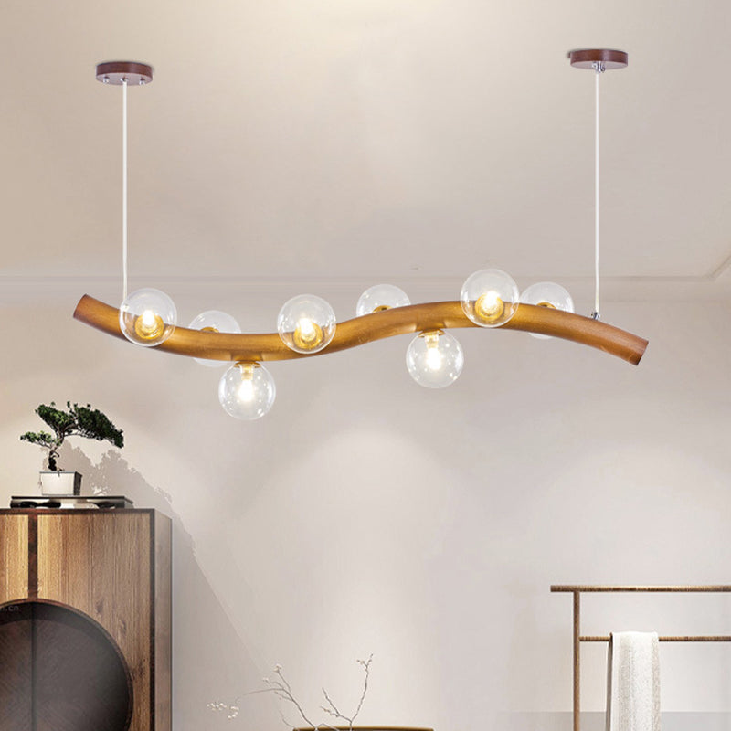 Modernism 6/8/10-Light Kitchen Island Lighting Wooden Island Pendant Lighting in Beige