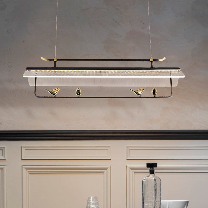 Solid Brass Post Modern Kitchen Island Fixture LED Ceiling Light Pendant in Black