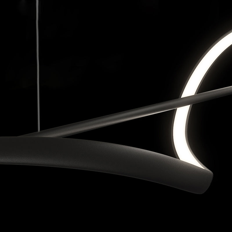 Black LED Island Hanging Lamp Strip Shape Island Lamp with Acrylic Shade for Dining Room