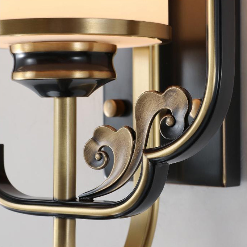 Modern Simple Wall Light Cylinder Shape Wall Lamp with Glass Shade for Living Room