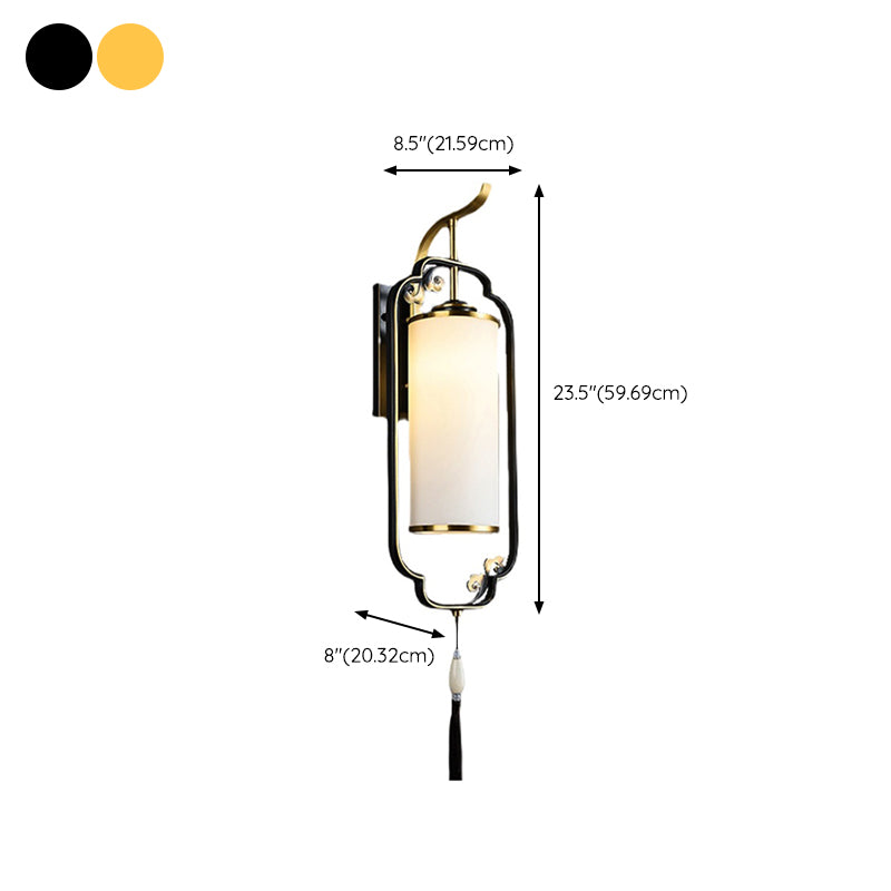 Modern Simple Wall Light Cylinder Shape Wall Lamp with Glass Shade for Living Room