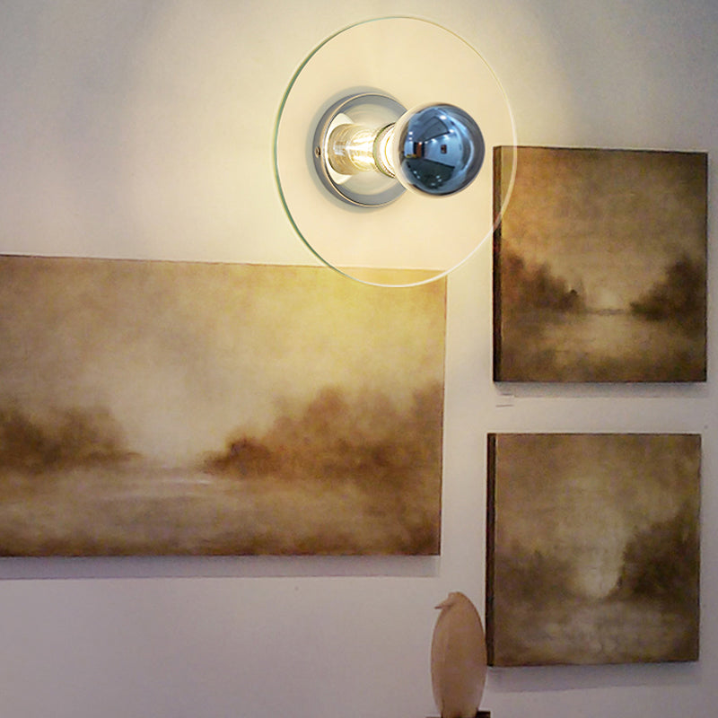 Nordic Style Wall Light Round Shape Wall Lamp with Iron Base for Bedroom