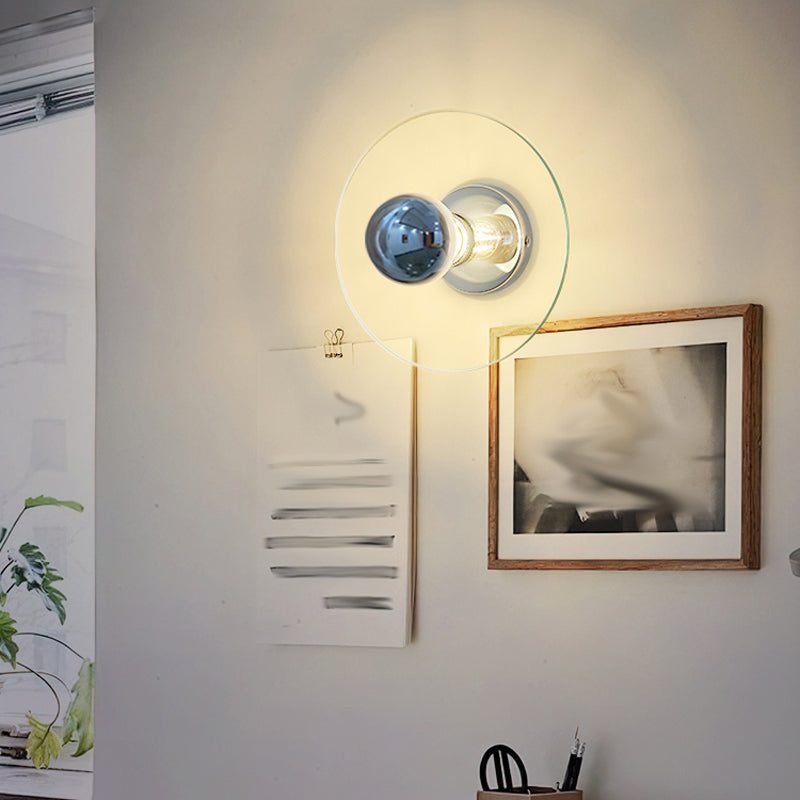 Nordic Style Wall Light Round Shape Wall Lamp with Iron Base for Bedroom