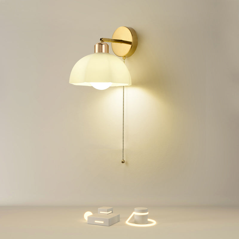 Nordic Style Iron Wall Light Dome Shape Adjustable Wall Lamp for Bedroom