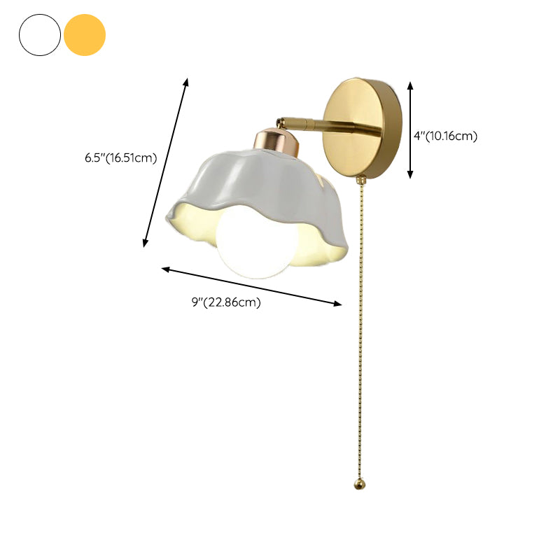 Nordic Style Iron Wall Light Dome Shape Adjustable Wall Lamp for Bedroom