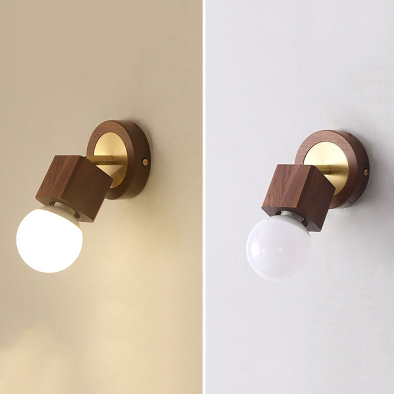 Nordic Style Wooden Wall Light Rectangle Shape Wall Lamp for Living Room