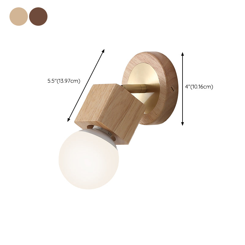 Nordic Style Wooden Wall Light Rectangle Shape Wall Lamp for Living Room