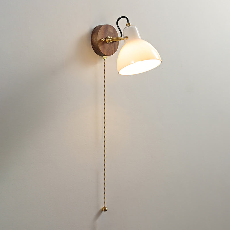 Japanese Style Wall Light Dome Shape Wall Lamp with Glass Shade for Living Room