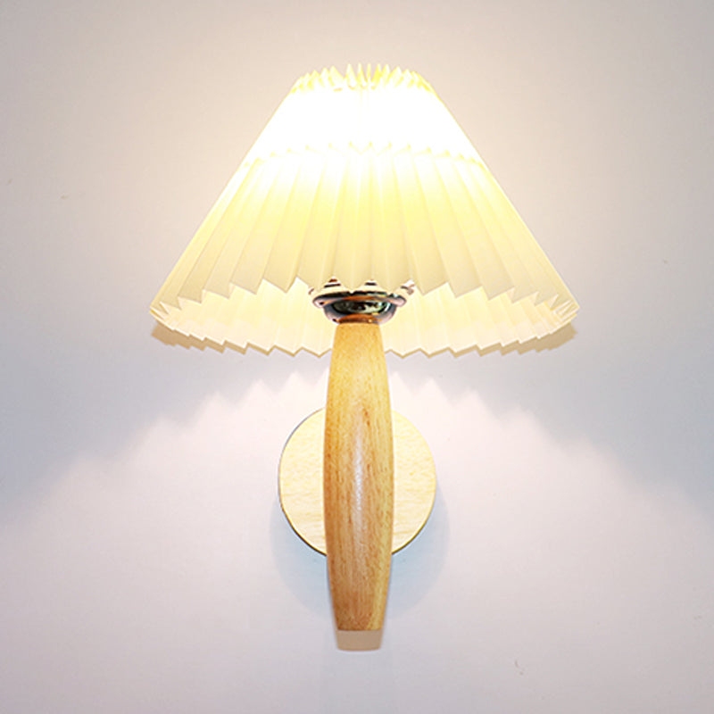 Japanese Style Wooden Wall Light Cone Shape Wall Lamp for Living Room