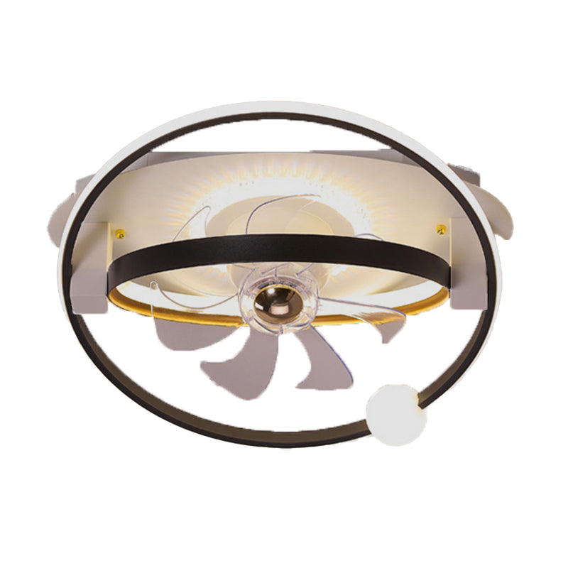 Metal Round Shape Ceiling Fan Modern Style 4 Lights Ceiling Fans Fixtures