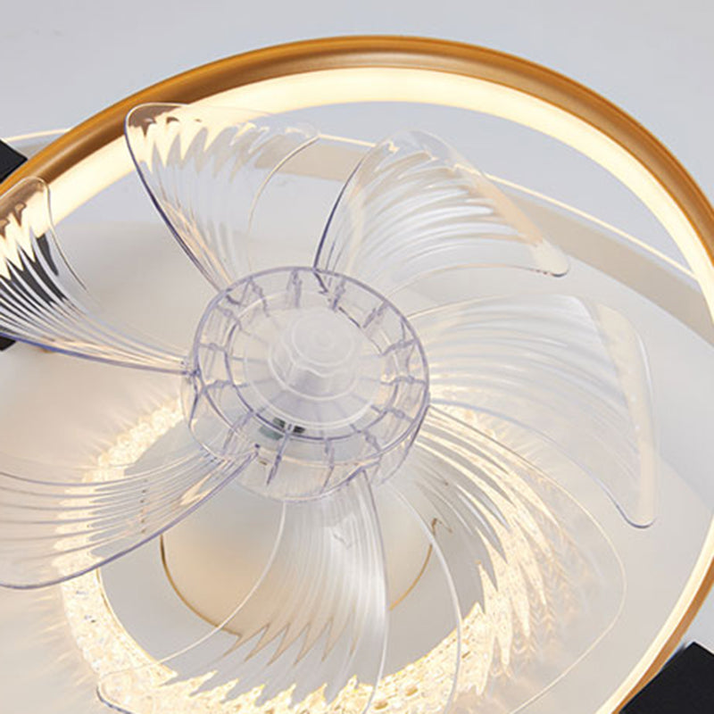 Metal Round Shape Ceiling Fan Modern Style 4 Lights Ceiling Fans Fixtures