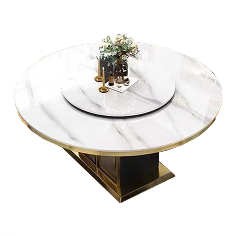 Sintered Stone Dining Table Convertible Pedestal Dining Table for Kitchen