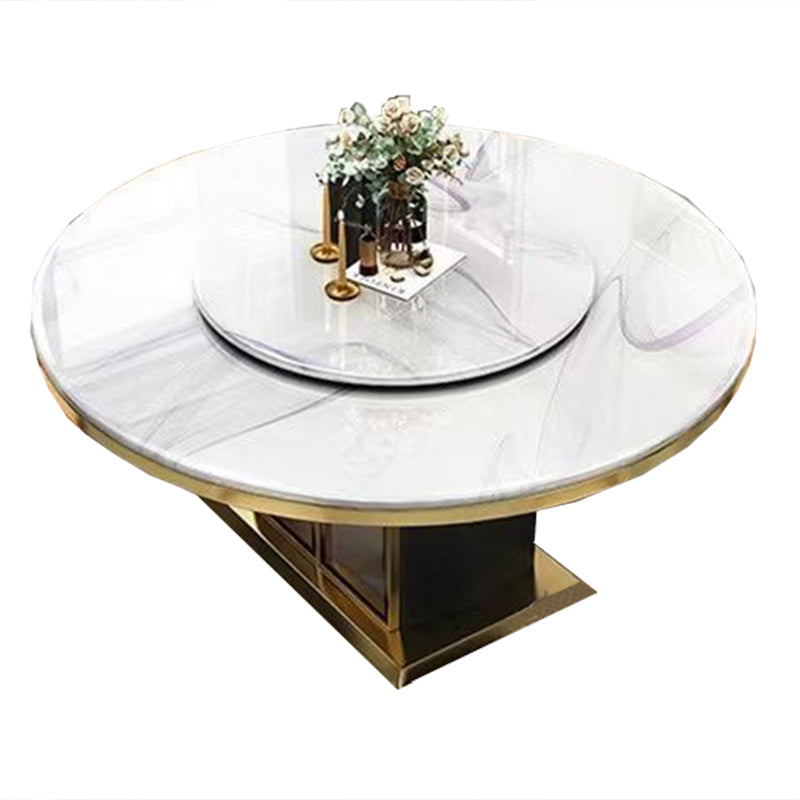 Sintered Stone Dining Table Convertible Pedestal Dining Table for Kitchen