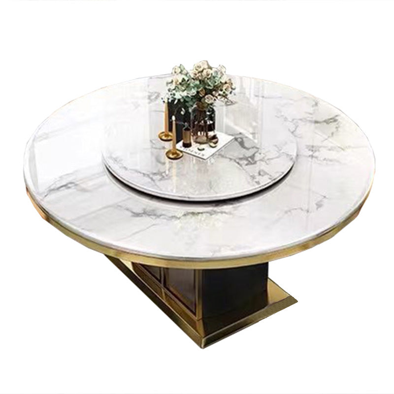 Sintered Stone Dining Table Convertible Pedestal Dining Table for Kitchen