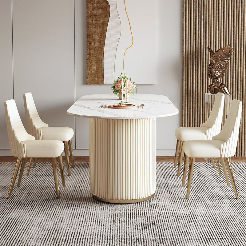 Dining Room Dinner Kitchen Table Simple Pedestal Stone Dining Table