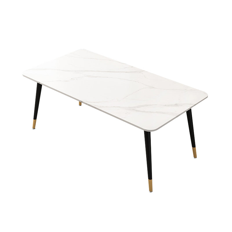Glam Style Rectangle Dining Table Stone Top Dining Table for Kitchen Use