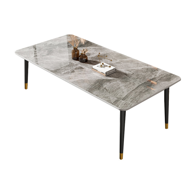 Rectangle Stone Top Dining Table Glam Style Kitchen Dining Table with 4 Legs